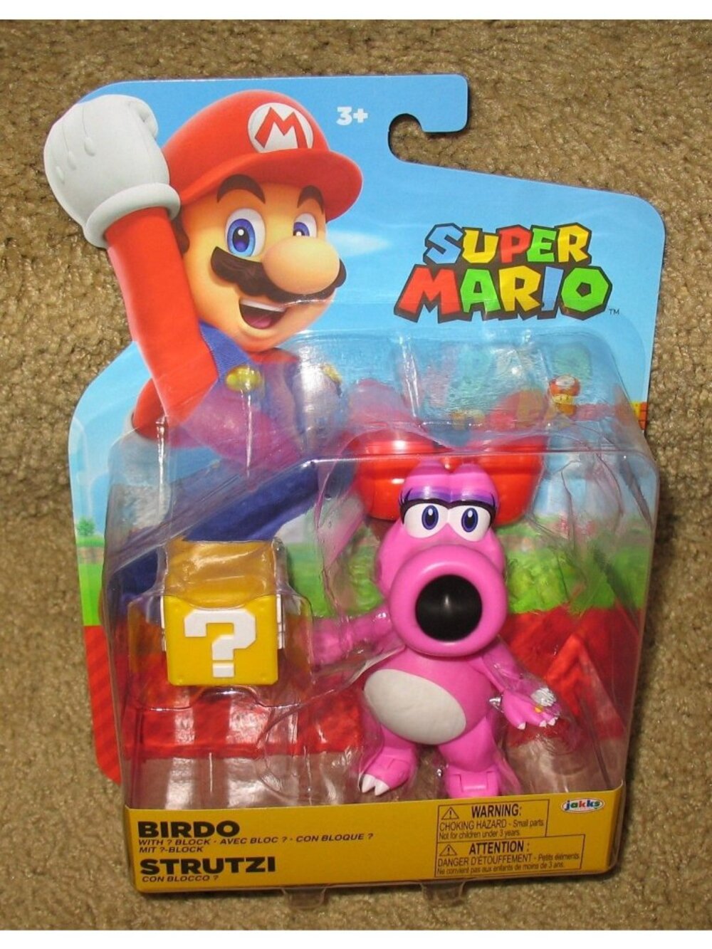 Rare Nintendo Super Mario Birdo 4"  Action Figure with Question Block
